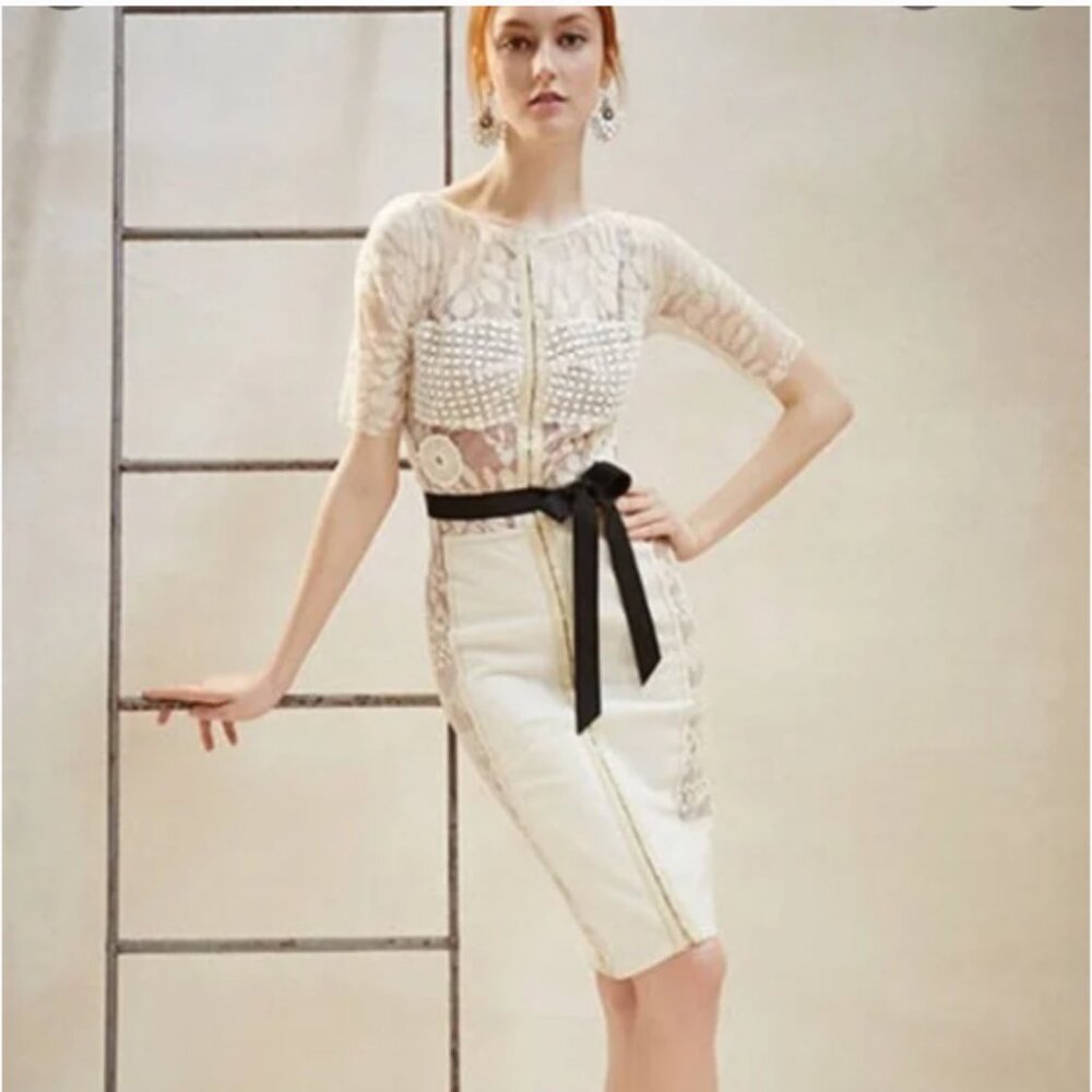 Beguile By Byron Lars Cream lace Cocktail Dress